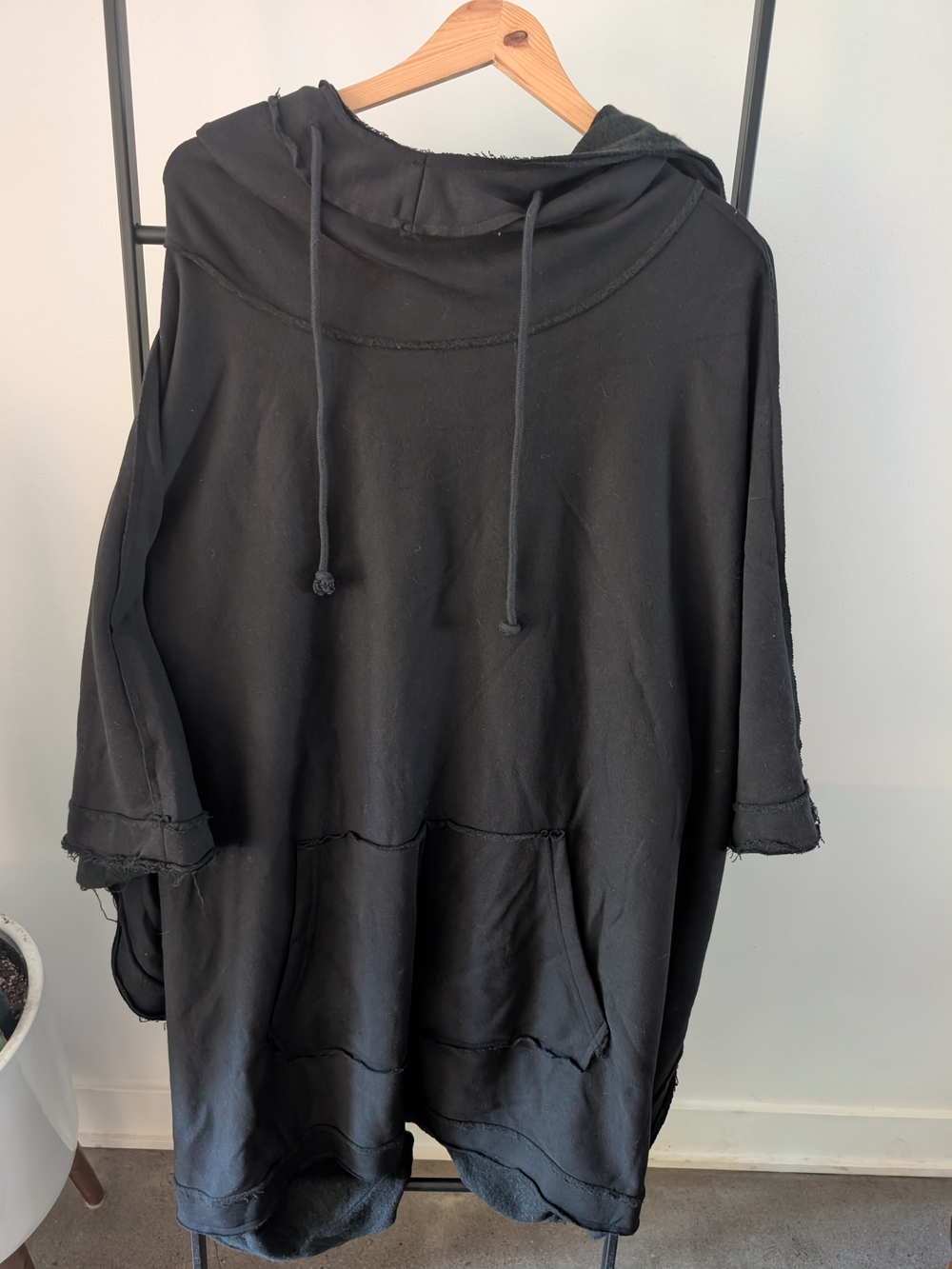 Men's Black Hooded Pullover Sweater poncho